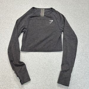 Gymshark Vital  2.0 Long Sleeve Crop Top Gray Size Small Thumb Loops Active GYM